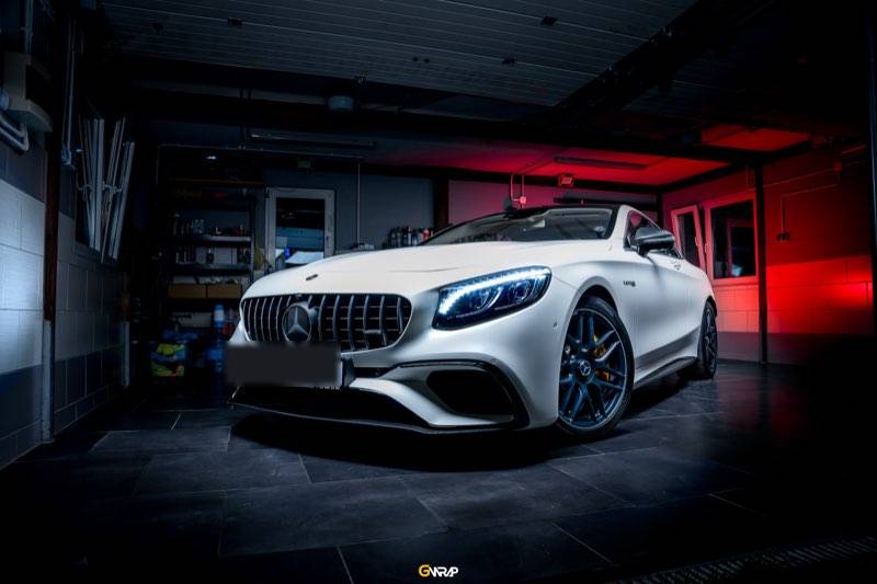 Bialy Mercedes-AMG S63 Coupe zabezpieczony folia ochronna PPF w studio GWrap Kielce