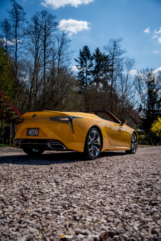 Zolty Lexus LC 500 kabriolet z folia ochronna PPF - realizacja GWrap, studio w Przyjmo kolo Kielc